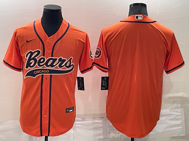 Men's Chicago Bears Blank Cool Base Orange Stitched Baseball Jersey Men's Chicago Bears Blank Cool Base Orange Stitched Baseball Jersey